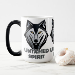 Taza Mágica Diseño de lobo oscuro y Minimalista con líneas ele