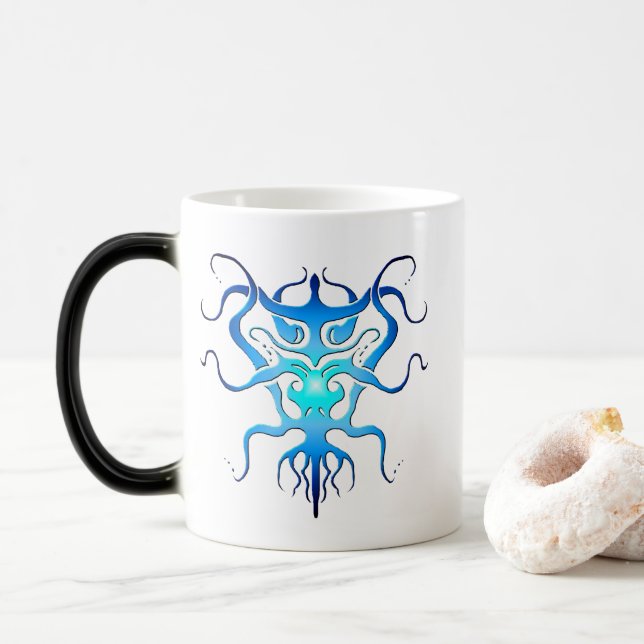Taza Mágica Diseño de tatuajes tribales de especies exóticas - (Con donut)