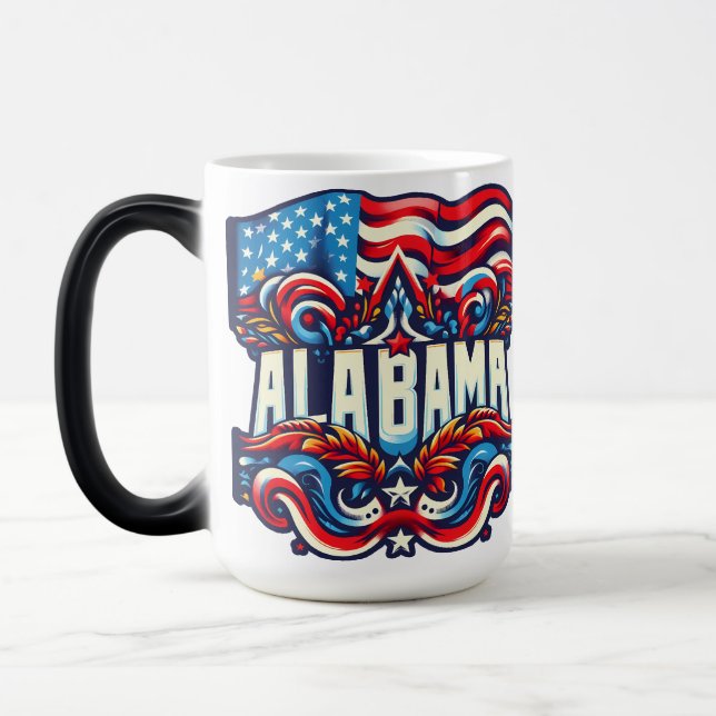 Taza Mágica Diseño decorativo patriótico de Alabama Resumen (Izquierda)