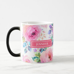 Taza Mágica Diseño personalizado de nombre boho floral al aman