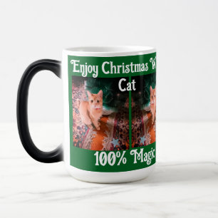 Taza Mágica Disfruta la Navidad con gato Personaliza texto de