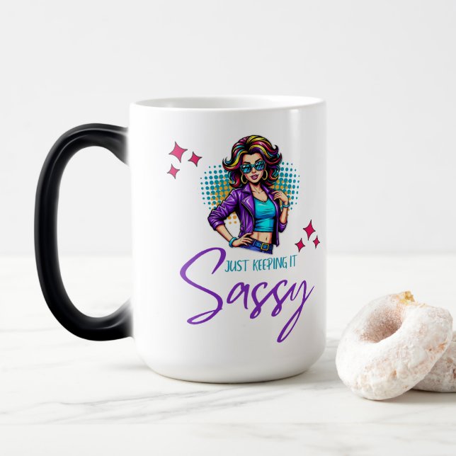 Taza Mágica Diva de neón descarada  (Con donut)