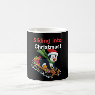 Taza Mágica Divertido deslizándose hacia la Navidad Lindo ping
