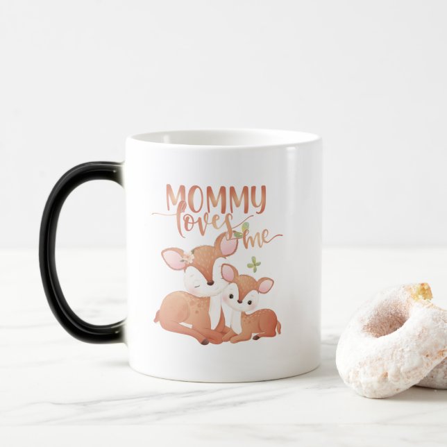 Taza Mágica Doe Deer y Fawn Mamá me ama (Con donut)