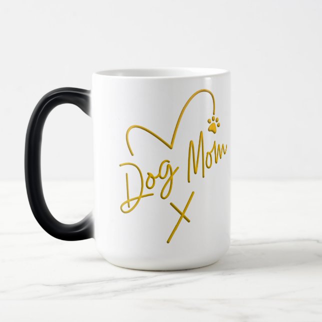 TAZA MÁGICA DOG MOM, CORAZÓN DE ORO (Izquierda)
