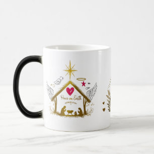 Taza mágica dorada de la Natividad con cambio de c