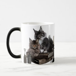 Taza Mágica Dos gatitos de Maine Coon peleados