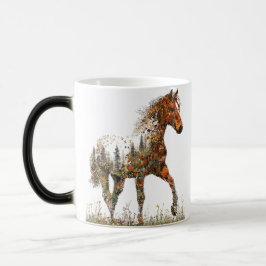 Taza Mágica Double Exposure Horse Mug–Forest and Freedom