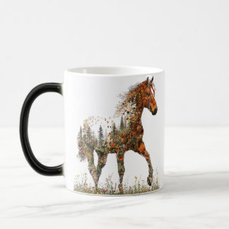 Taza Mágica Double Exposure Horse Mug–Forest and Freedom