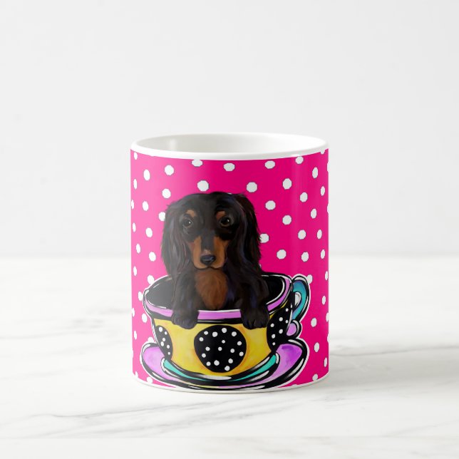 Taza Mágica Doxie negro de larga duración (Centro)