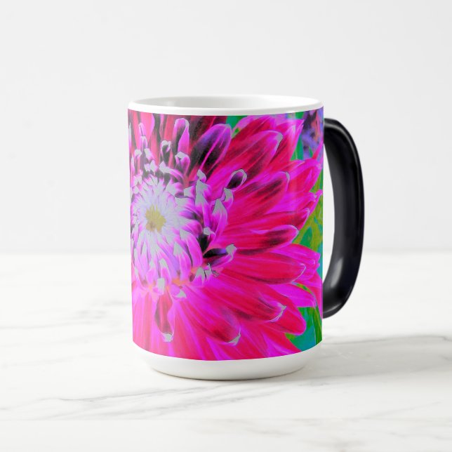 Taza Mágica Dramática flor de Dahlia roja y rosa (Anverso derecho)