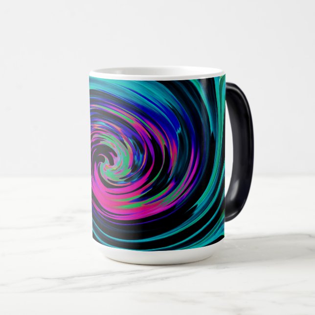 Taza Mágica Dramático giro retro negro y turquesa (Anverso derecho)