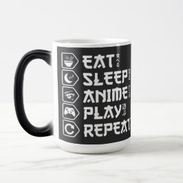 Taza Mágica Eat Sleep Anime Play Repeat Otaku Anime Lifestyle
