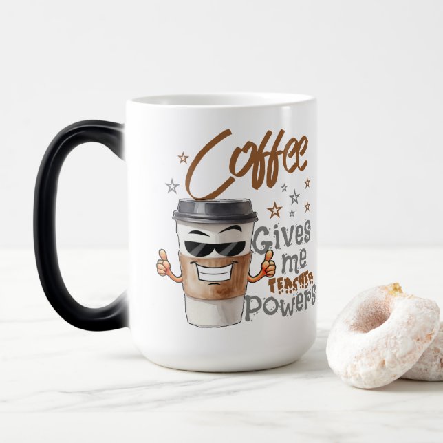 Taza Mágica El café me da poderes de maestro (Con donut)