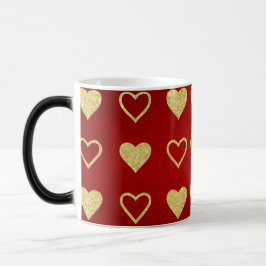 Taza Mágica El día de San Valentín Red Luxury Golden Hearts