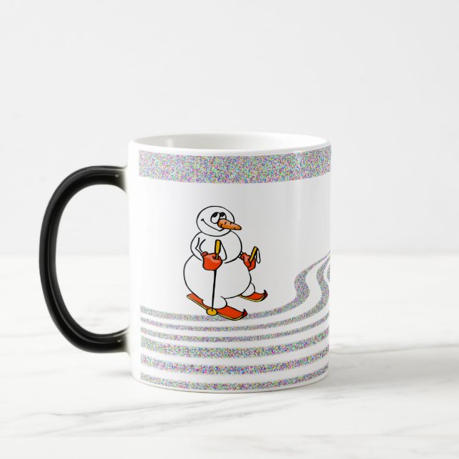 Taza Mágica El hombre de nieve esquiando - (Izquierda)