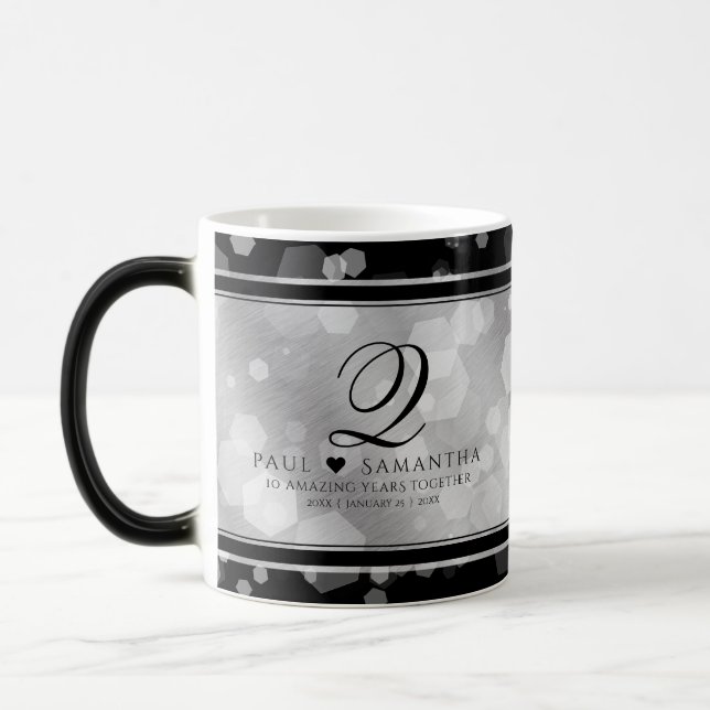 Taza Mágica Elegante 10° Aniversario del Boda Tin (Izquierda)