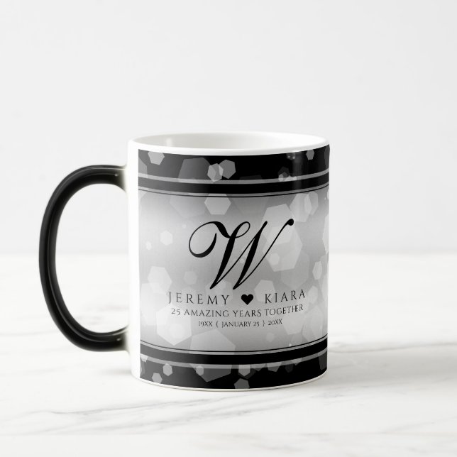 Taza Mágica Elegante 25° aniversario Boda de Plata (Izquierda)