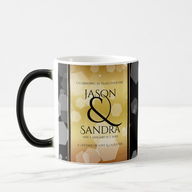 Taza Mágica Elegante 50° Aniversario del Boda de Oro (Izquierda)