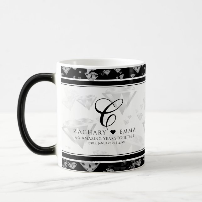 Taza Mágica Elegante 60.º 75° Aniversario del Boda del Diamant (Izquierda)