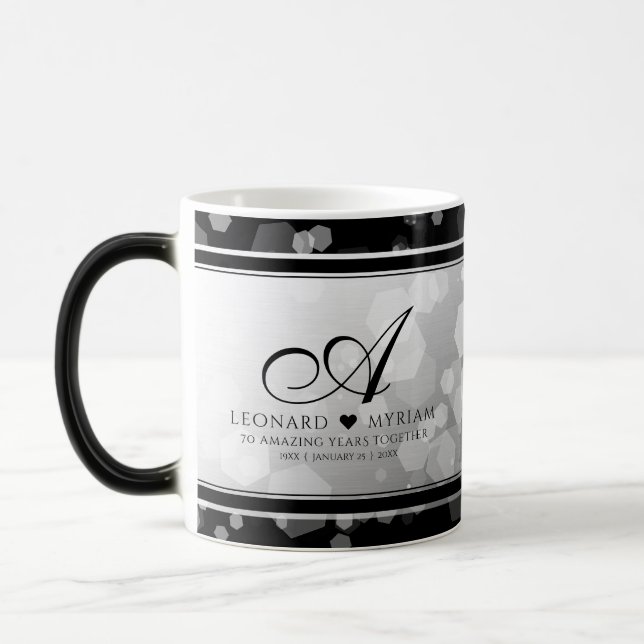 Taza Mágica Elegante 70° Aniversario del Boda Platino (Izquierda)