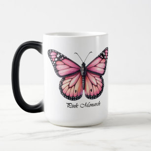 Taza Mágica Elegante envoltorio de mariposa monarca rosa