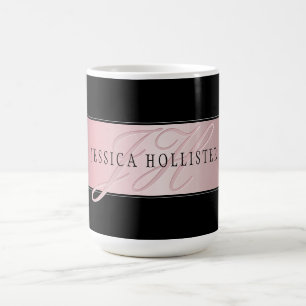Taza Mágica Elegante Falso Rosa Dorado Nombre e Iniciales