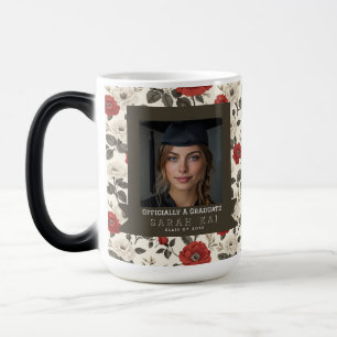Taza Mágica Elegante Flor de Rosa Graduado Clase De