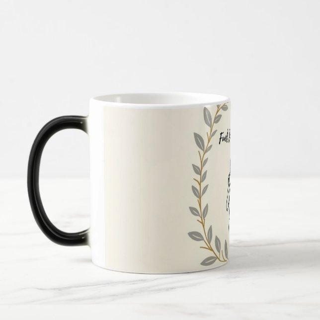 Taza Mágica Elegante Laurel Wreath Scripting Mug (Izquierda)
