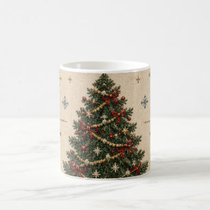 Taza Mágica Elegante Navidad Bordada, Aguja Vintage Puntillism
