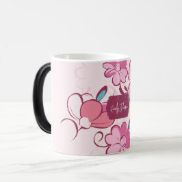 Taza Mágica Elegante nombre personalizado en letra script flor