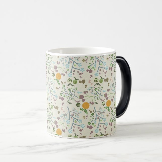 Taza Mágica Elegante Patrón de Kraft floral sin problemas (Anverso derecho)