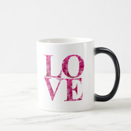 Taza Mágica Elegante Plaza de AMOR, floral rosada de primavera