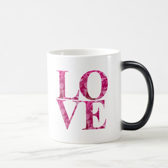 Taza Mágica Elegante Plaza de AMOR, floral rosada de primavera (Derecha)