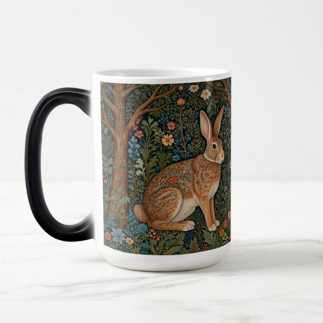 Taza Mágica Elegante retro boho conejo leñoso floral (Izquierda)