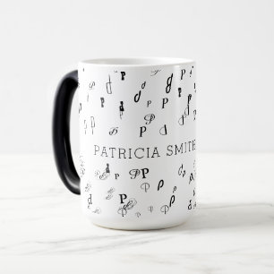 Taza Mágica Elegantes iniciales y nombre tipografía