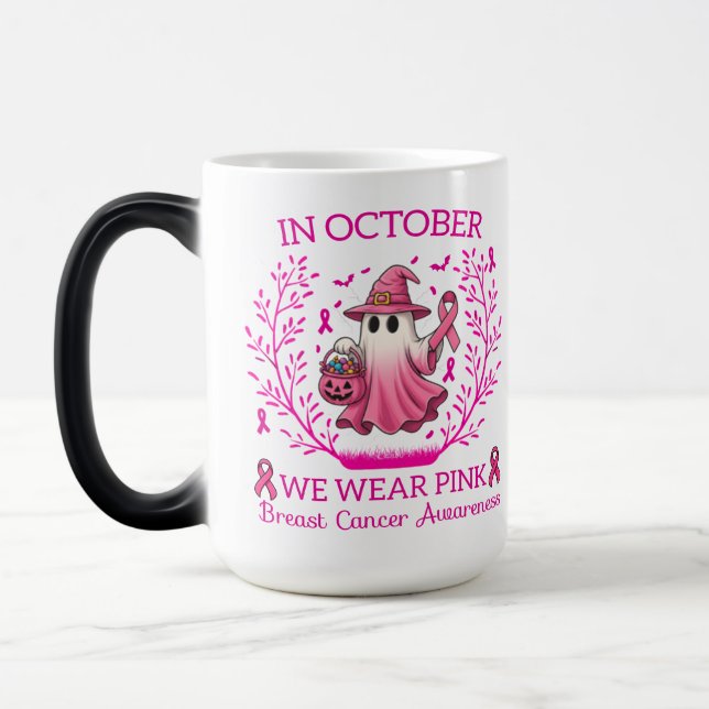 Taza Mágica En Octubre Usamos Cáncer De Mama De Bruja Rosa (Izquierda)