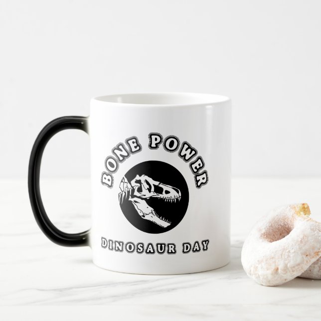 Taza Mágica Energía ósea - Diseño del cráneo del Día de los Di (Con donut)