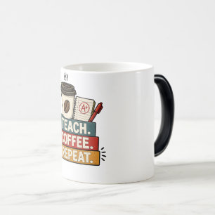 Taza Mágica Enseñar Café Repetir Profesor Retro Regreso a Clas