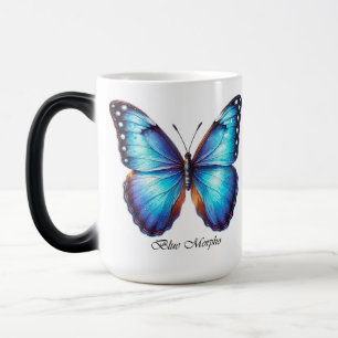 Taza Mágica Envoltura de Mariposa Morpho Azul Elegante