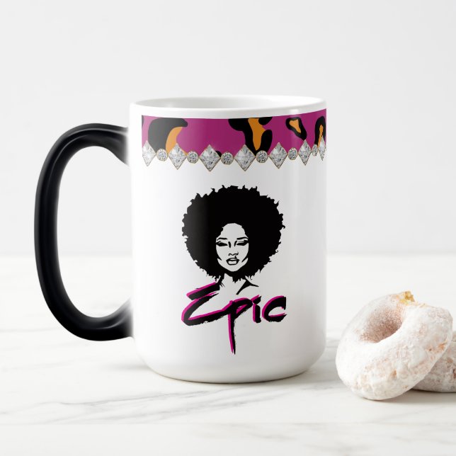 Taza Mágica Epic Afroamericana Negra Mujer (Con donut)
