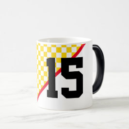 Taza Mágica Equipo deportivo Red Gold Black Player Number Age 