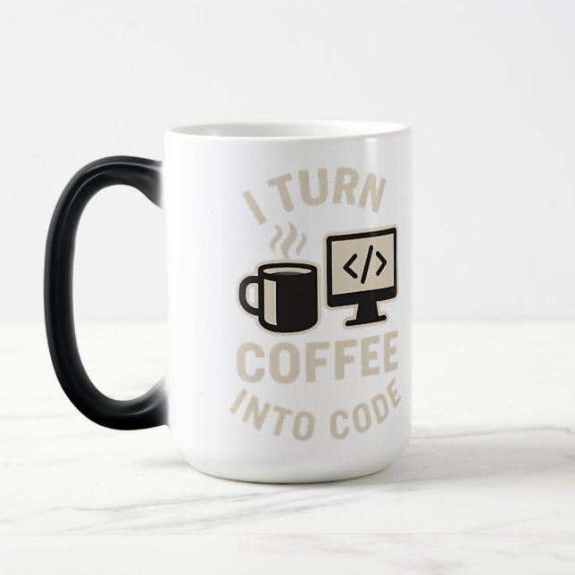Taza Mágica Es gracioso que convierta el café en código (Izquierda)