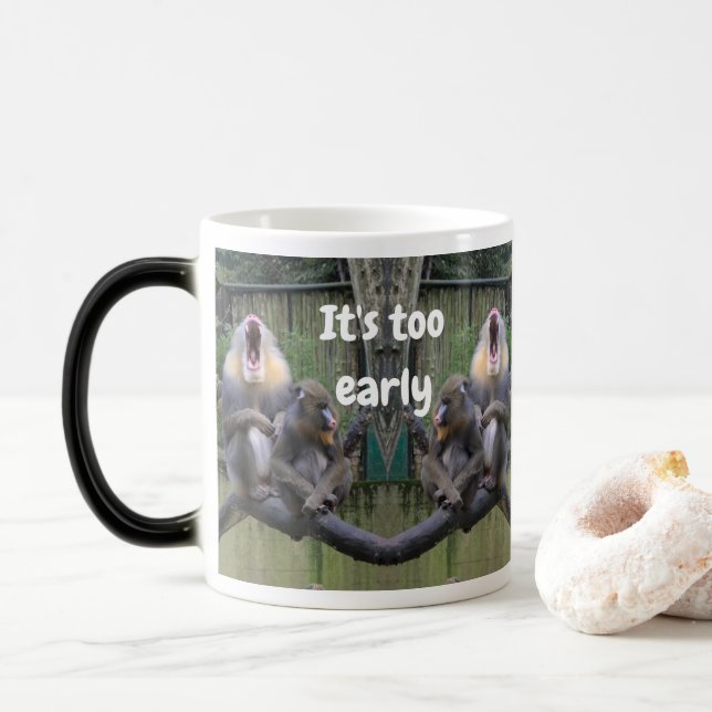 Taza Mágica ¡Es pronto para hablar conmigo con monos cansados! (Con donut)