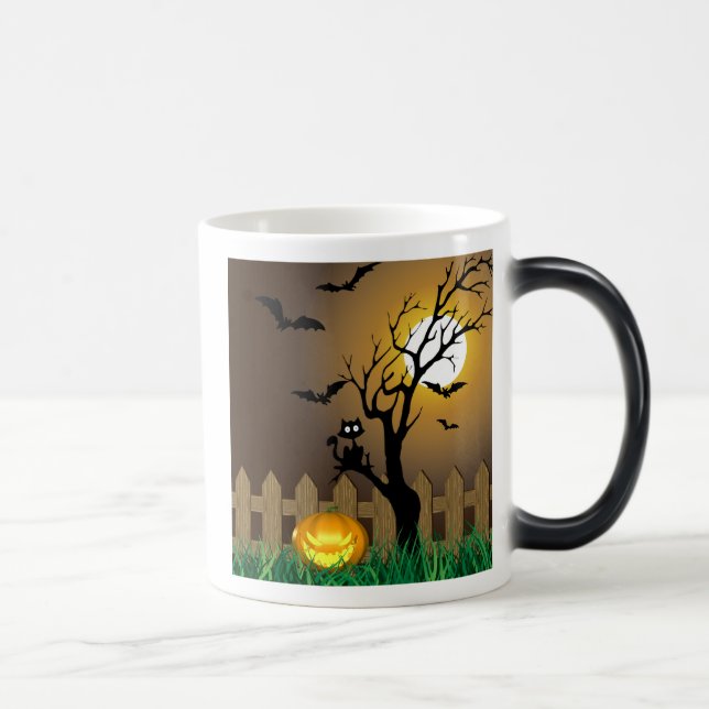 Taza Mágica Escena del jardín de Halloween con miedo (Derecha)