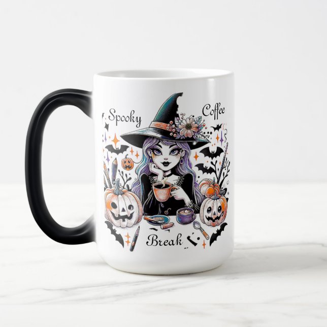 Taza Mágica Espeluznante Ruptura de café Bruja de Halloween (Izquierda)