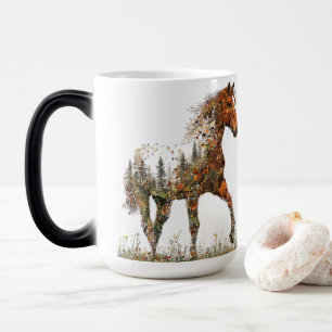 Taza Mágica Espíritu Salvaje – Silueta de Caballo en Bosque de