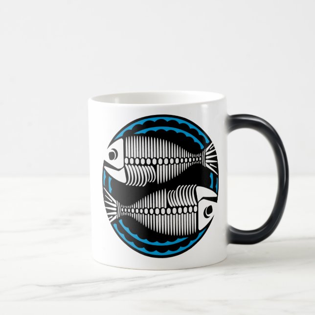 Taza Mágica Esqueletos gráficos de peces Pisces (Derecha)