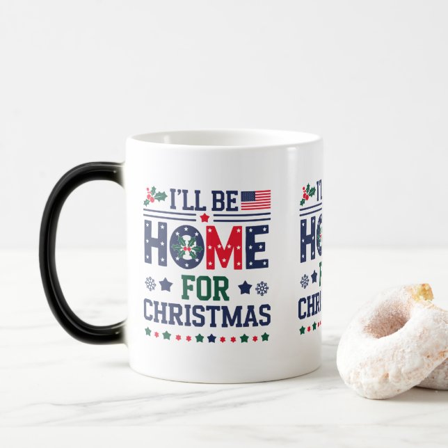 Taza Mágica Estaré en casa para Navidades | Coffee Mug (Con donut)