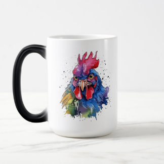 Taza Mágica Estilo de acuarela de pollo de gallo de campo